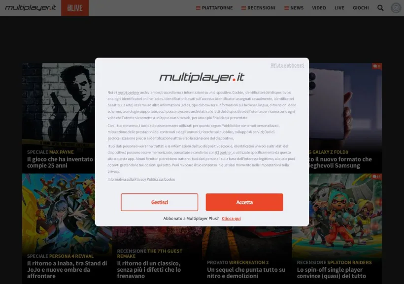 Schermata della pagina offerta di MultiPlayer