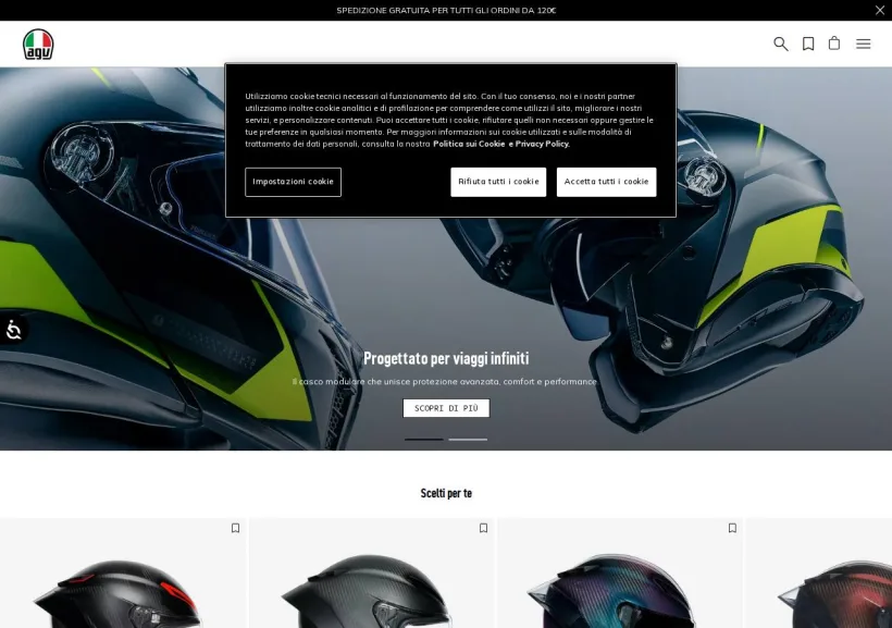Schermata della pagina offerta di AGV