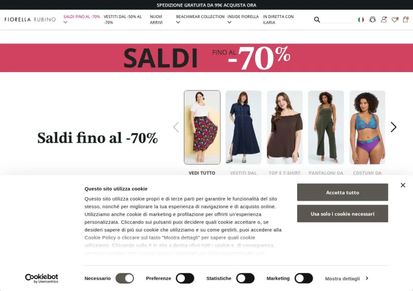 Schermata della pagina offerta di Fiorella Rubino