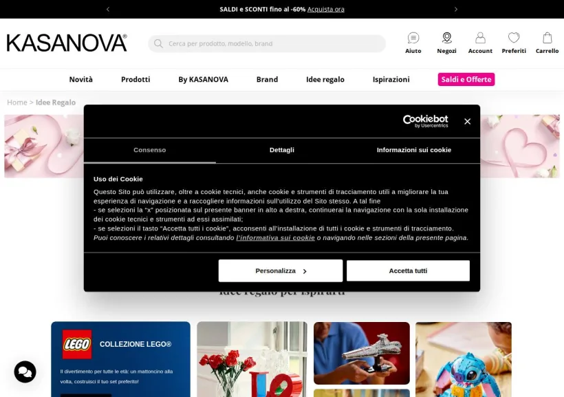 Schermata della pagina offerta di Kasanova