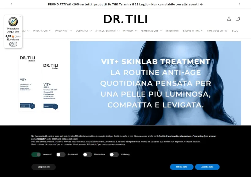 Schermata della pagina offerta di Farmacia Tili