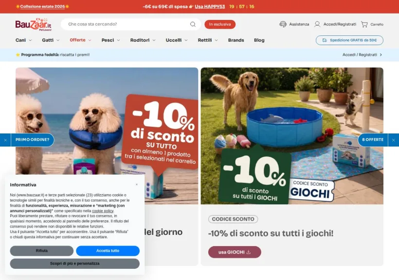 Schermata della pagina offerta di Bauzaar