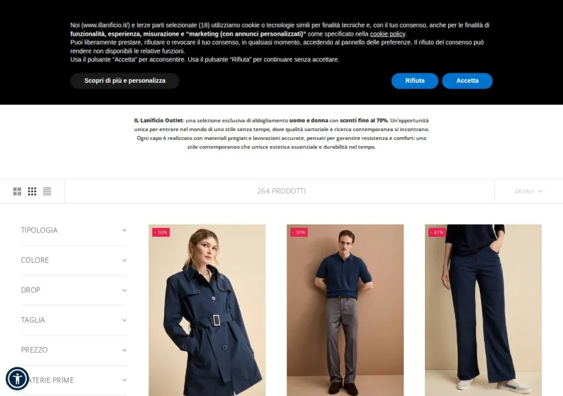 Schermata della pagina offerta di Il Lanificio