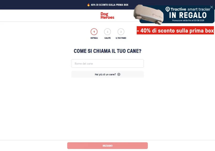 Schermata della pagina offerta di Dog Heroes