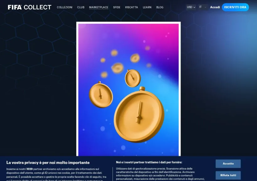 Schermata della pagina offerta di FIFA Collect