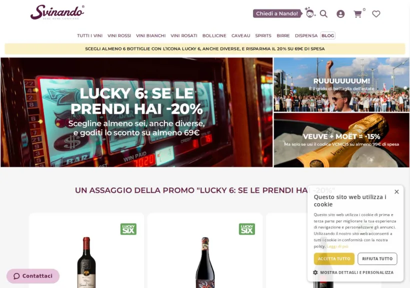 Schermata della pagina offerta di Svinando