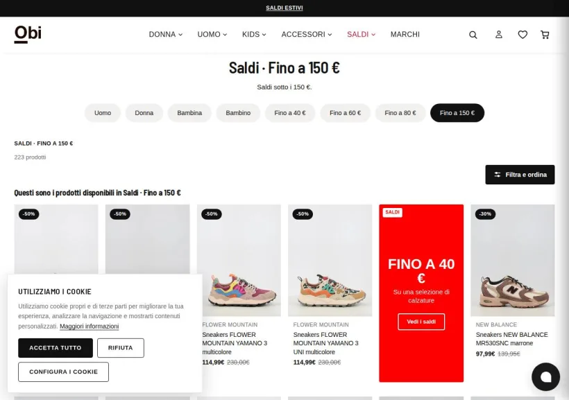 Schermata della pagina offerta di OBI