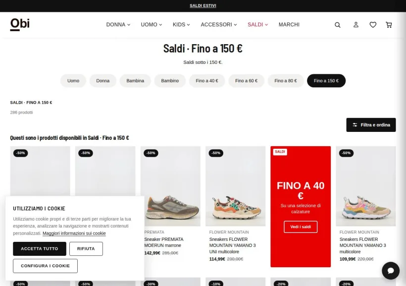 Schermata della pagina offerta di OBI