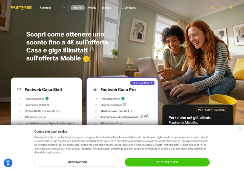 Schermata della pagina offerta di Fastweb