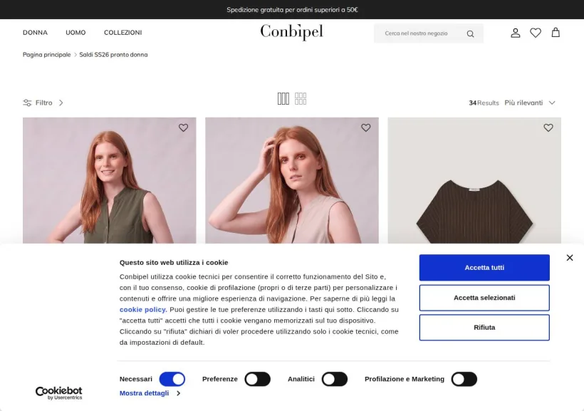 Schermata della pagina offerta di Conbipel