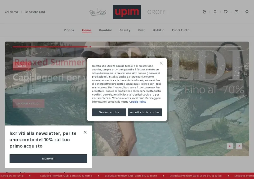 Schermata della pagina offerta di Upim