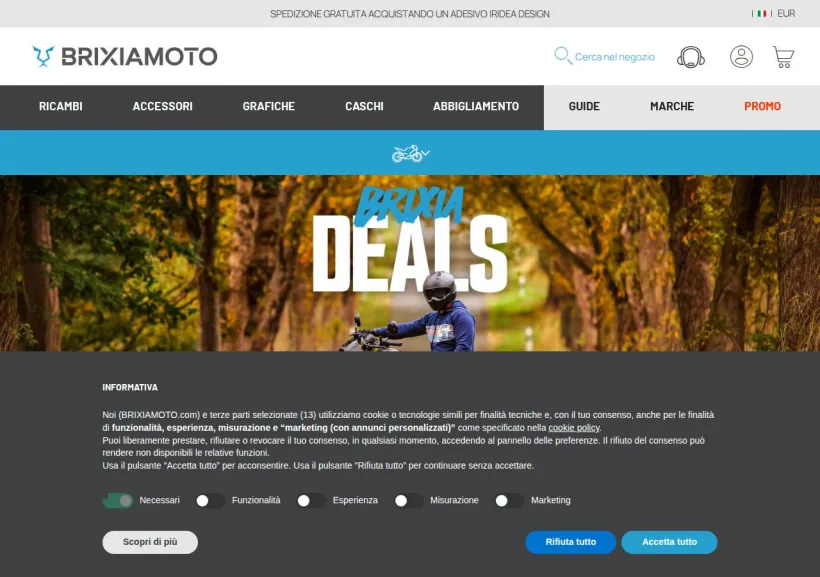 Schermata della pagina offerta di Brixia Moto