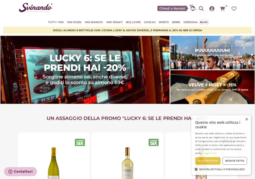 Schermata della pagina offerta di Svinando