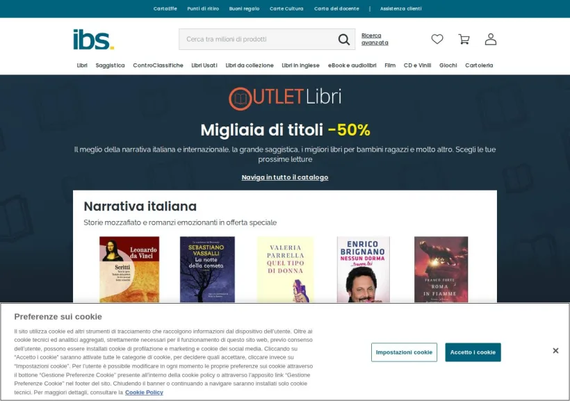 Schermata della pagina offerta di IBS