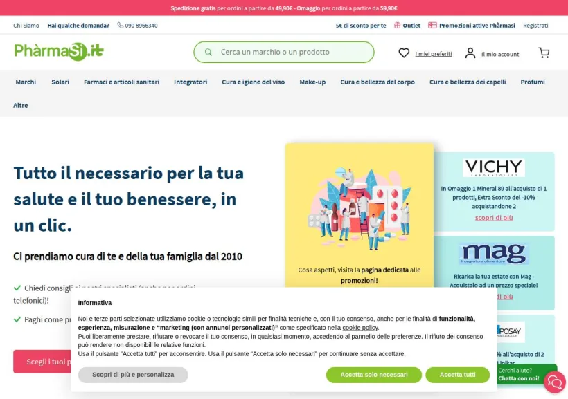Schermata della pagina offerta di Pharmasi