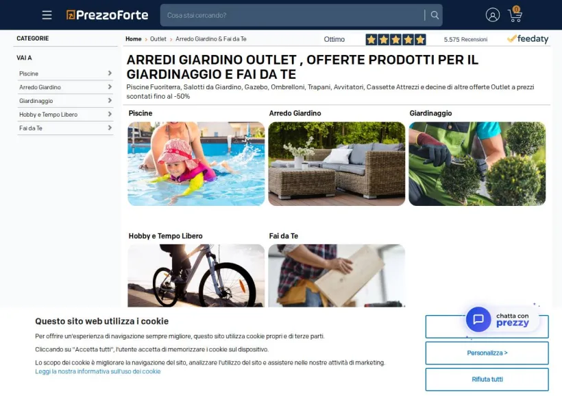 Schermata della pagina offerta di PrezzoForte