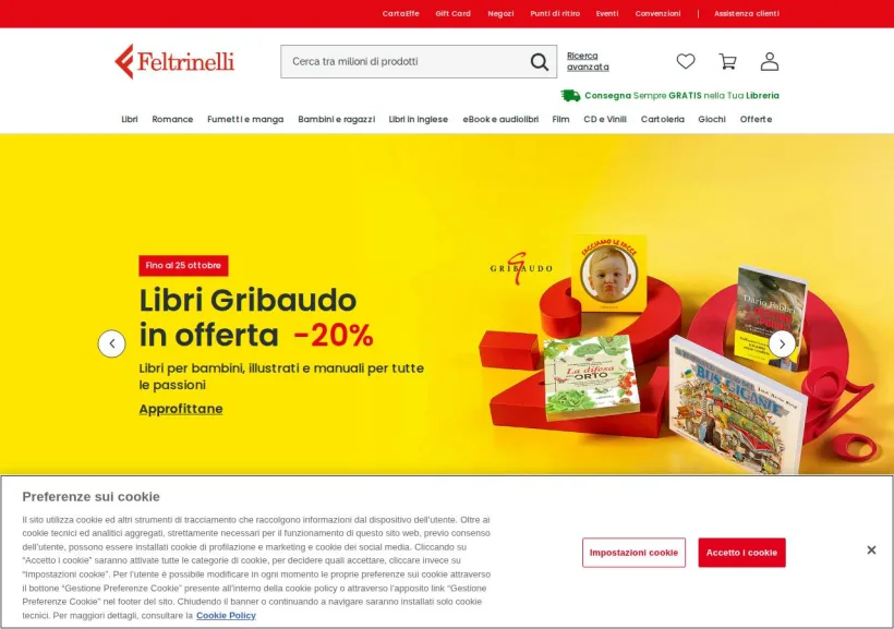 Schermata della pagina offerta di La Feltrinelli