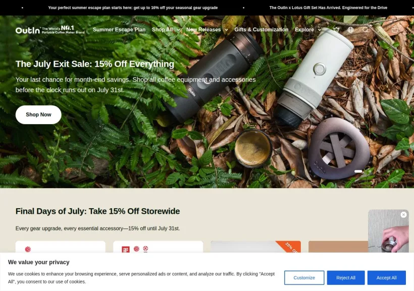 Schermata della pagina offerta di OutIn