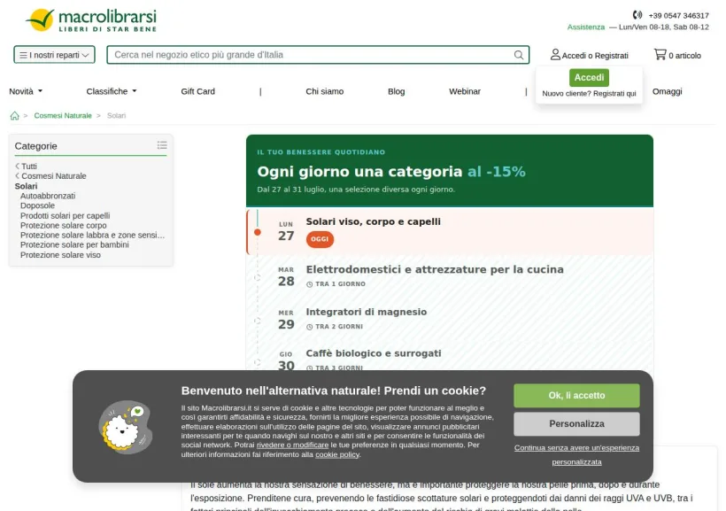 Schermata della pagina offerta di Macrolibrarsi