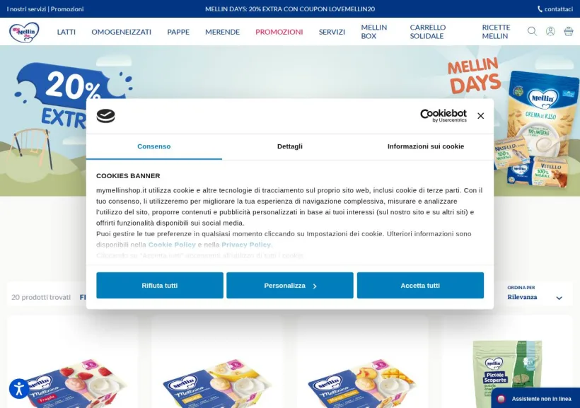 Schermata della pagina offerta di My Mellin shop