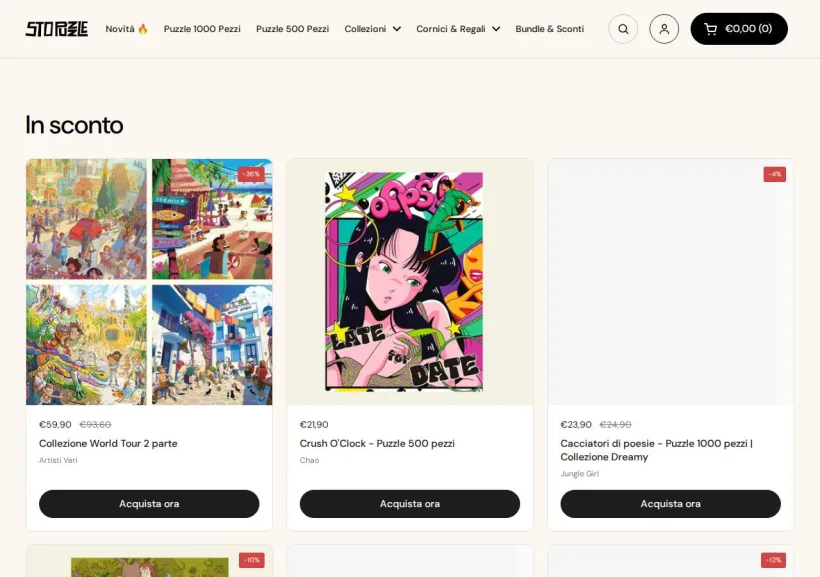 Schermata della pagina offerta di Sto Puzzle 