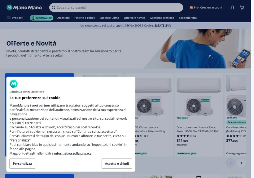 Schermata della pagina offerta di ManoMano