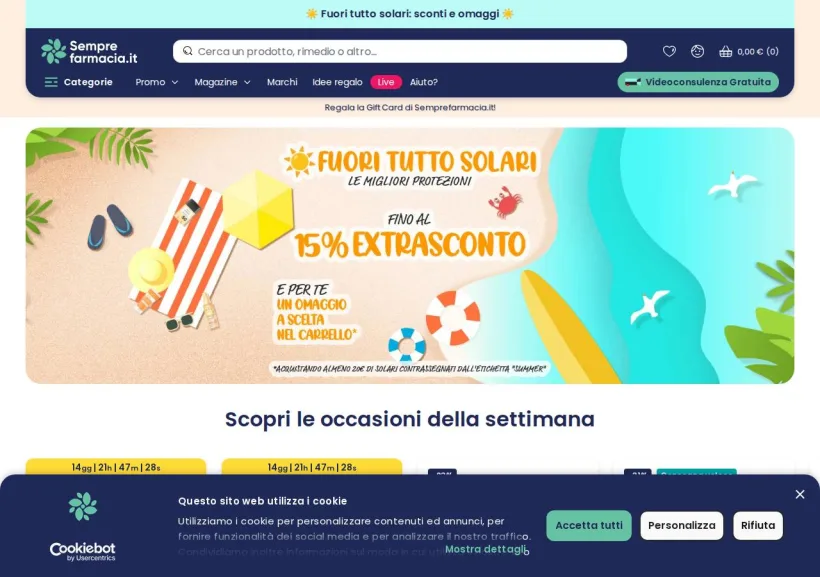 Schermata della pagina offerta di Semprefarmacia