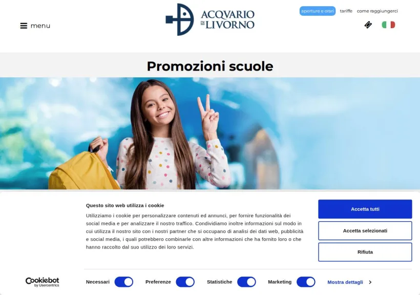 Schermata della pagina offerta di Acquario di Livorno