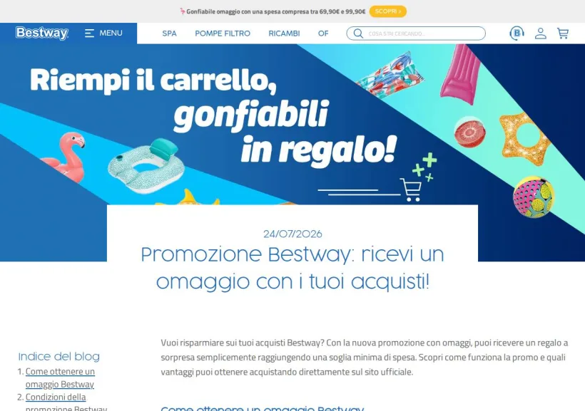 Schermata della pagina offerta di Bestway Store