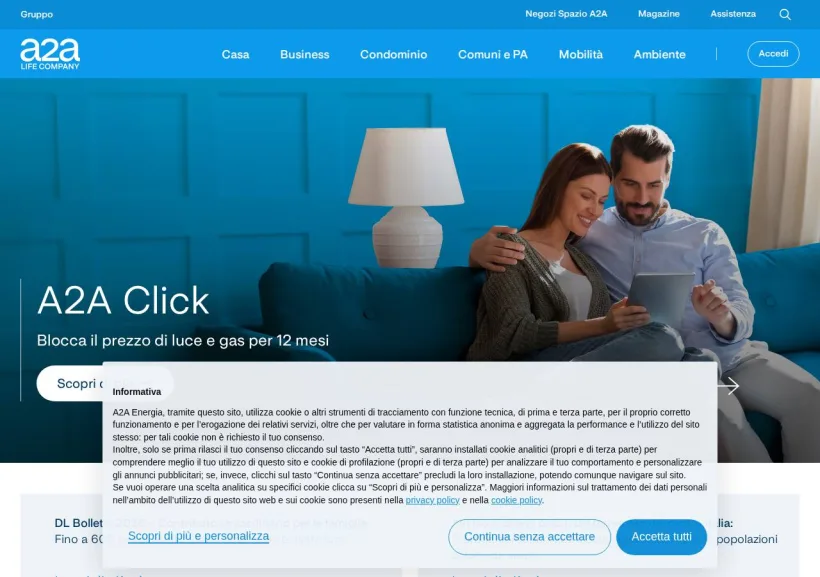 Schermata della pagina offerta di A2A Energia