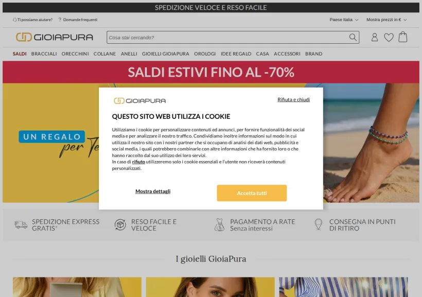 Schermata della pagina offerta di GioiaPura