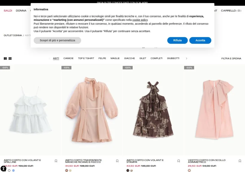 Schermata della pagina offerta di Imperial Fashion