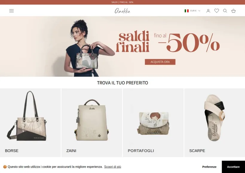 Schermata della pagina offerta di Anekke