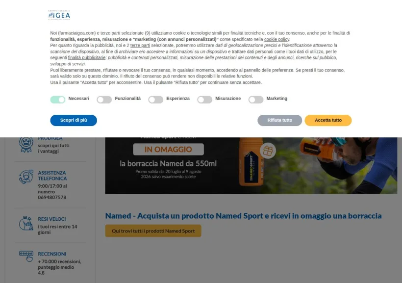 Schermata della pagina offerta di Farmacia Igea