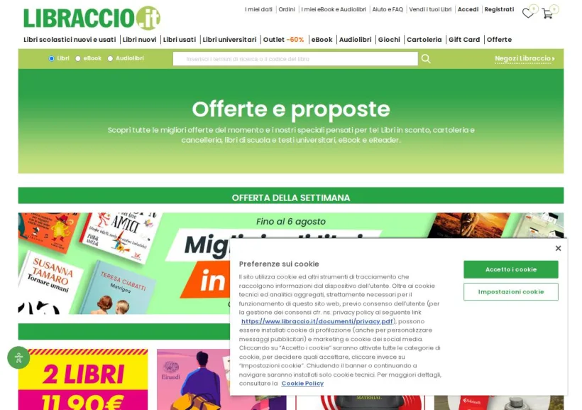 Schermata della pagina offerta di Libraccio