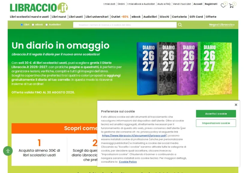 Schermata della pagina offerta di Libraccio