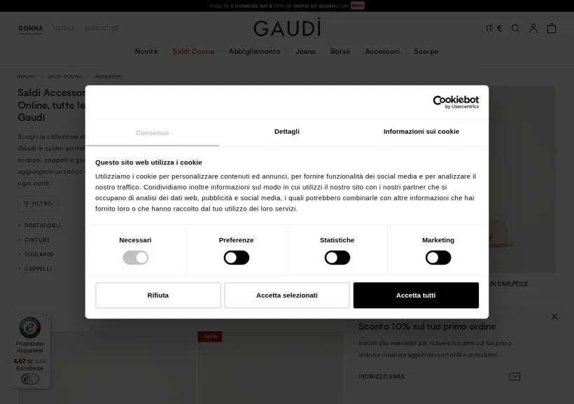 Schermata della pagina offerta di Gaudì