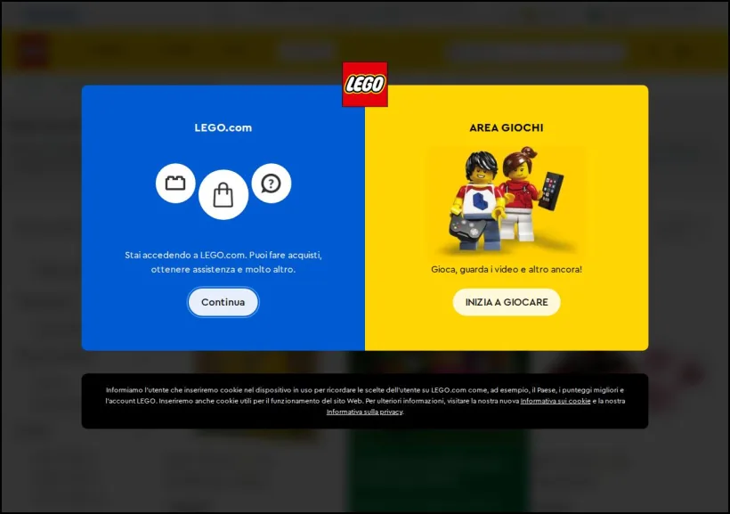 Schermata della pagina offerta di LEGO