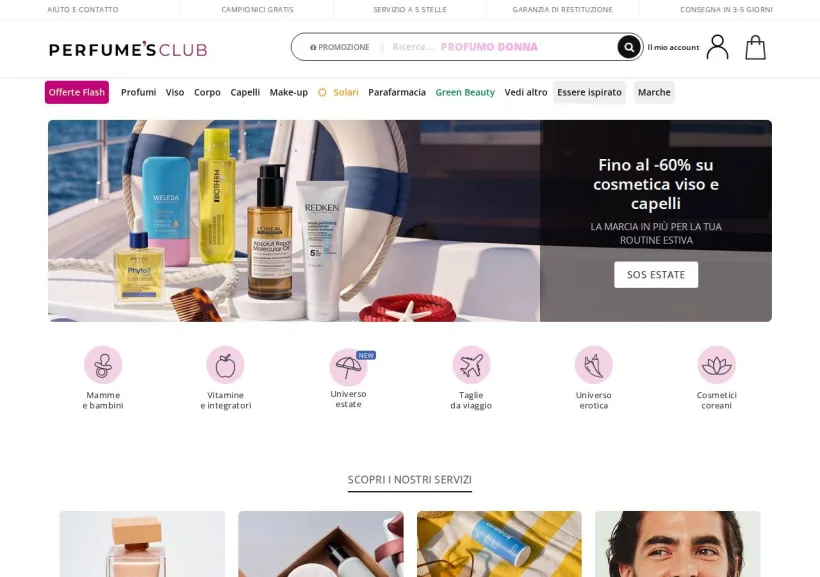 Schermata della pagina offerta di Perfume's Club