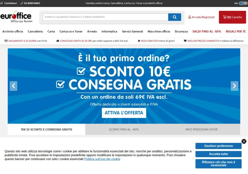 Schermata della pagina offerta di Euroffice