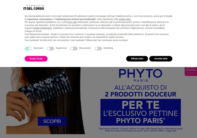 Schermata della pagina offerta di Farmacia del Corso