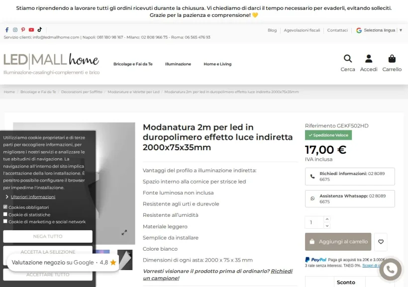 Schermata della pagina offerta di LED MALL HOME