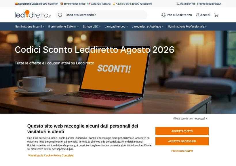 Schermata della pagina offerta di LEDdiretto
