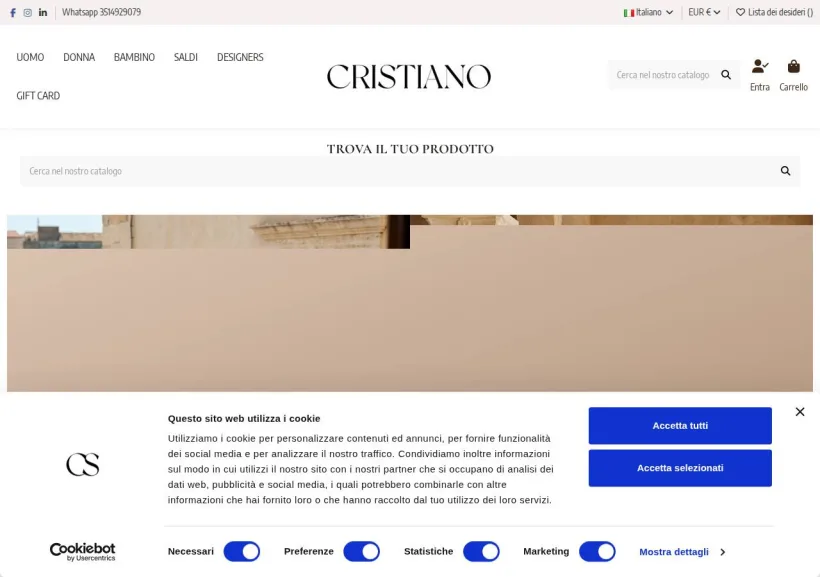 Schermata della pagina offerta di Cristiano Calzature