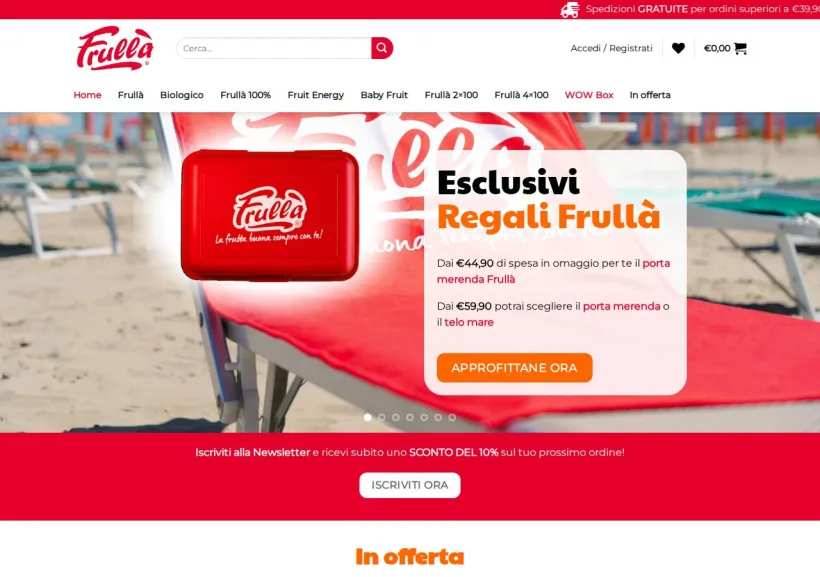 Schermata della pagina offerta di Frullà