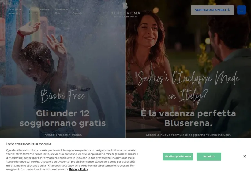 Schermata della pagina offerta di BLUSERENA