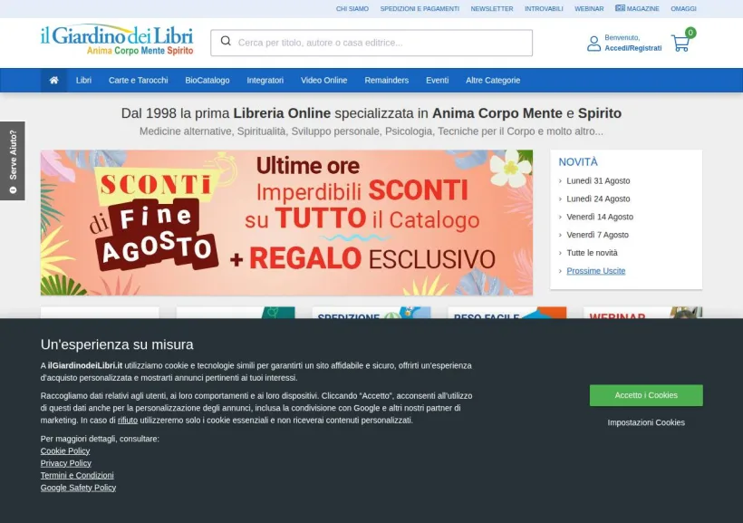 Schermata della pagina offerta di Il Giardino dei Libri