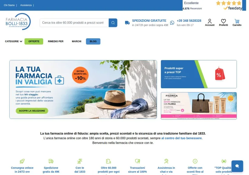 Schermata della pagina offerta di Farmacia Bolli
