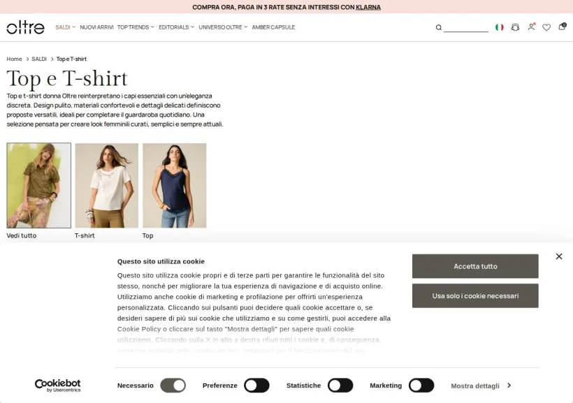 Schermata della pagina offerta di Oltre