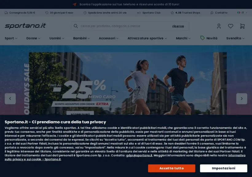 Schermata della pagina offerta di Sportano